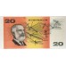 AUSTRALIA 1991 . TWENTY 20 DOLLAR BANKNOTE . ERROR . SHIFTED REGISTRATION